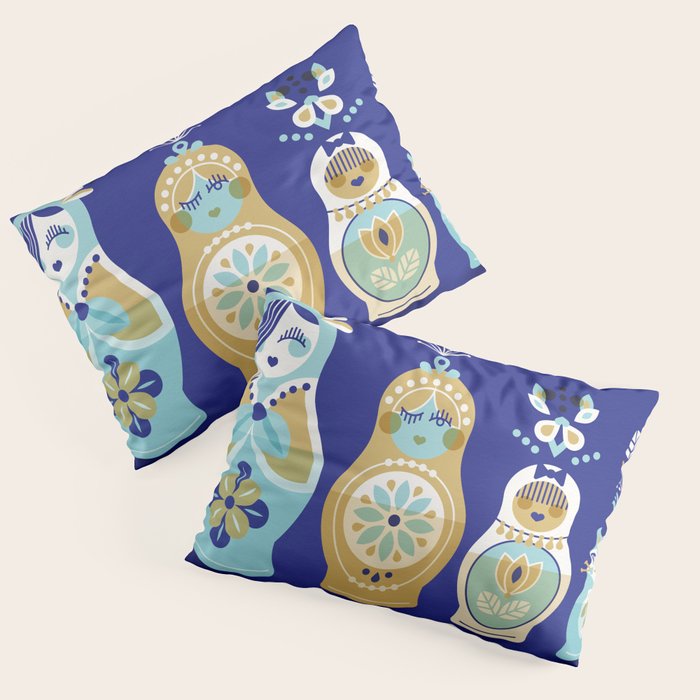 Russian Nesting Dolls - Navy Pillow Sham Gallery Image 3