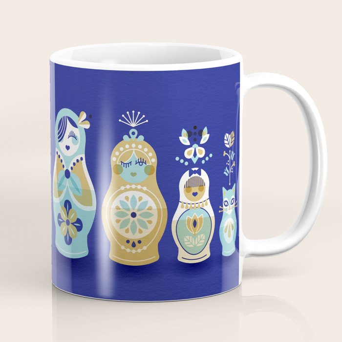 Russian Nesting Dolls - Navy Coffee Mug Gallery Image 1