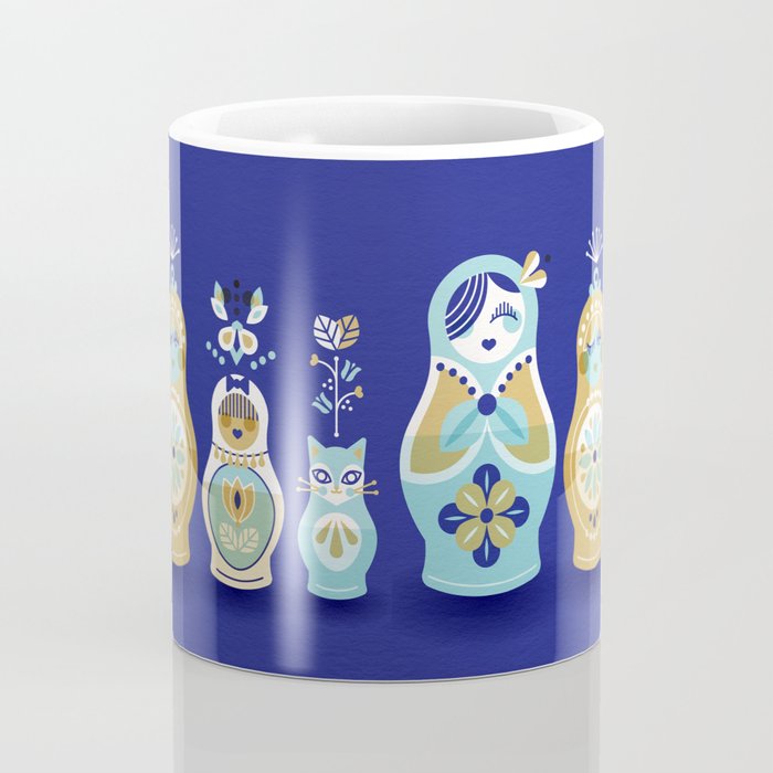 Russian Nesting Dolls - Navy Coffee Mug Gallery Image 4