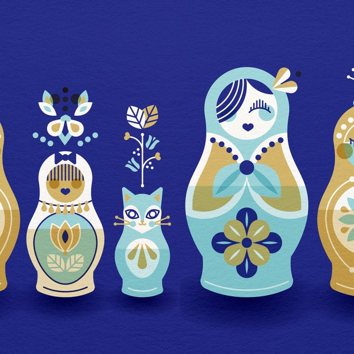 Russian Nesting Dolls - Navy Coffee Mug Gallery Image 2