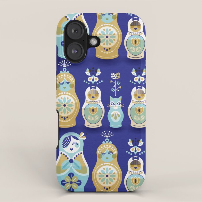 Russian Nesting Dolls - Navy iPhone Case Gallery Image 1