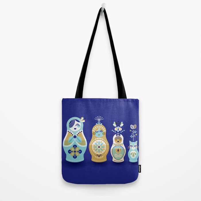Russian Nesting Dolls - Navy Tote Bag Gallery Image 2