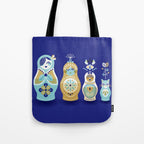 Russian Nesting Dolls - Navy Tote Bag Gallery Image 1