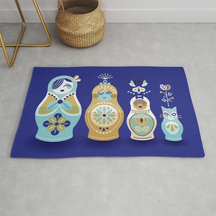Russian Nesting Dolls - Navy Rug Gallery Image 1