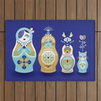 Russian Nesting Dolls - Navy Outdoor Rug Gallery Image 1