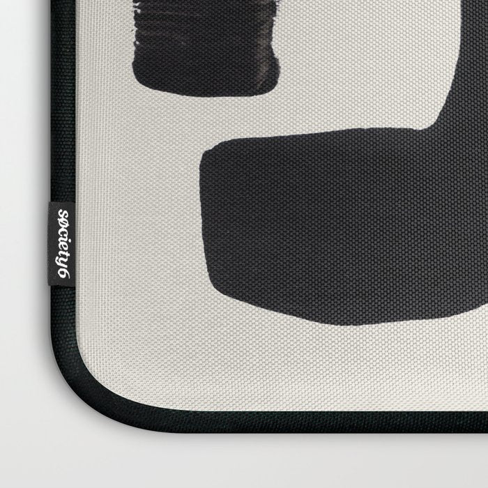 Mid Century Modern Minimalist Abstract Art Brush Strokes Black & White Ink Art Tribal Marking Laptop Sleeve Gallery Image 3