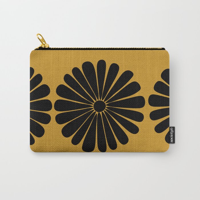 Retro Daisy Abstract VIII Golden Yellow Bold Floral Carry All Pouch Gallery Image 1