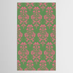 Victorian Pink Green Damask Pattern Tablecloth Gallery Image 2