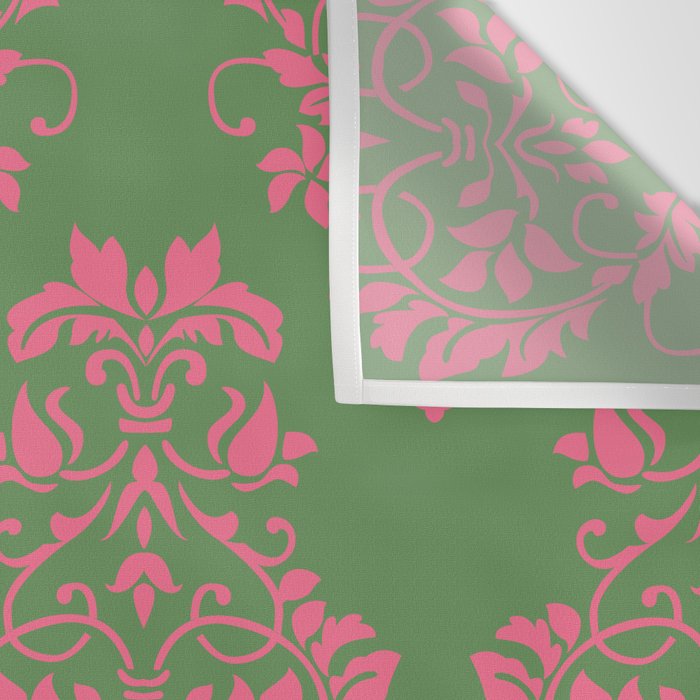 Victorian Pink Green Damask Pattern Wall Tapestry Gallery Image 3