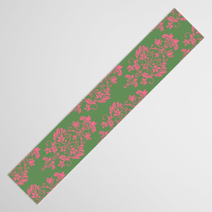 Victorian Pink Green Damask Pattern Table Runner Gallery Image 3