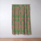 Victorian Pink Green Damask Pattern Window Curtain Gallery Image 3