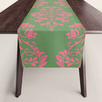 Victorian Pink Green Damask Pattern Table Runner Gallery Image 1