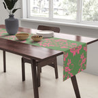 Victorian Pink Green Damask Pattern Table Runner Gallery Image 2