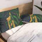 Rhapsody in Blue and Green and Gold Pillow Sham Gallery Image 2