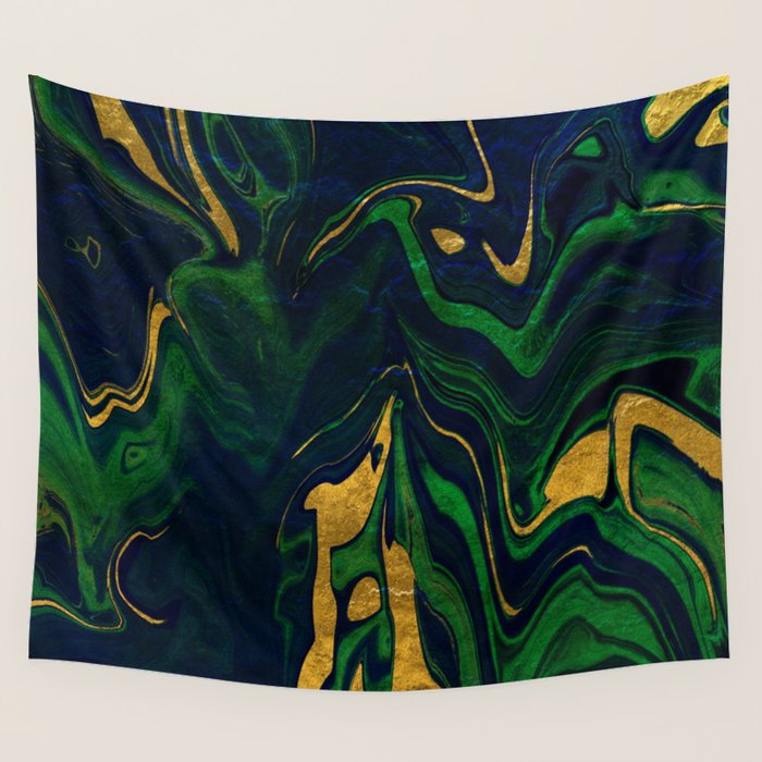 Rhapsody in Blue and Green and Gold Wall Tapestry Gallery Image 1