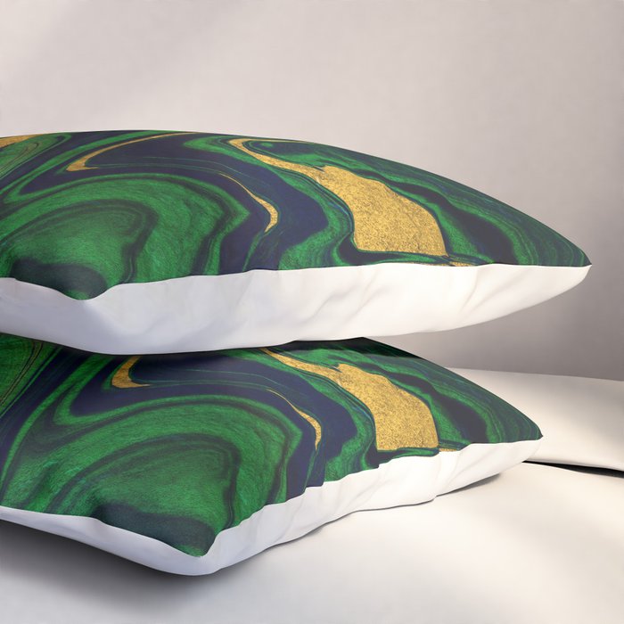 Rhapsody in Blue and Green and Gold Pillow Sham Gallery Image 3