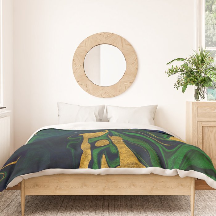 Rhapsody in Blue and Green and Gold Duvet Cover Gallery Image 3