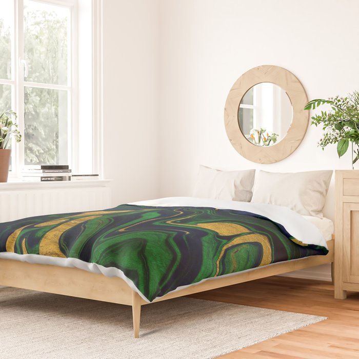 Rhapsody in Blue and Green and Gold Duvet Cover Gallery Image 2
