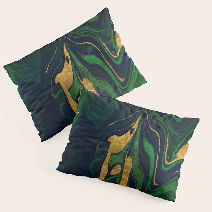 Rhapsody in Blue and Green and Gold Pillow Sham Gallery Image 3