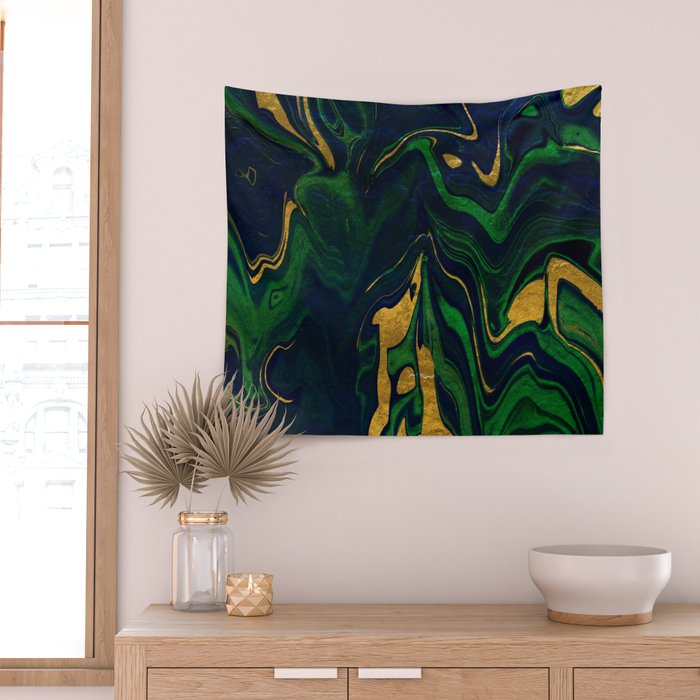 Rhapsody in Blue and Green and Gold Wall Tapestry Gallery Image 2