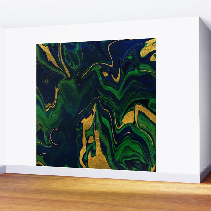 Rhapsody in Blue and Green and Gold Wall Mural Gallery Image 2