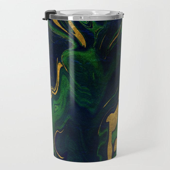 Rhapsody in Blue and Green and Gold Travel Mug Gallery Image 3