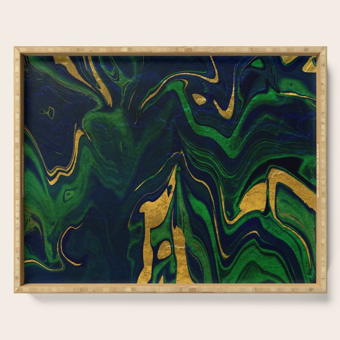 Rhapsody In Blue And Green And Gold Serving Tray