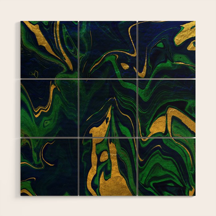 Rhapsody in Blue and Green and Gold Wood Wall Art Gallery Image 1