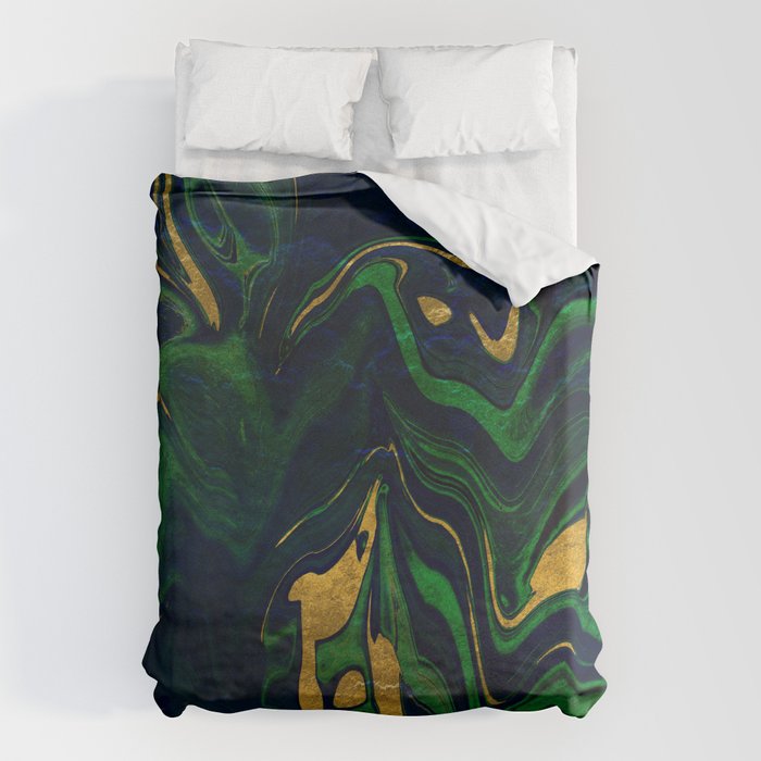 Rhapsody in Blue and Green and Gold Duvet Cover Gallery Image 1
