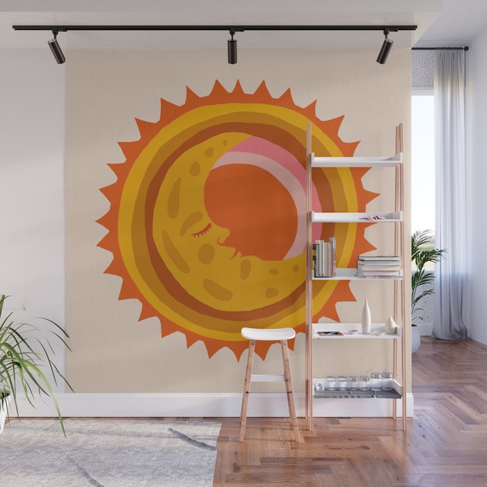 Moon Glow - Retro Ochre Wall Mural Gallery Image 1