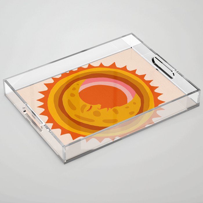 Moon Glow - Retro Ochre Acrylic Tray Gallery Image 1