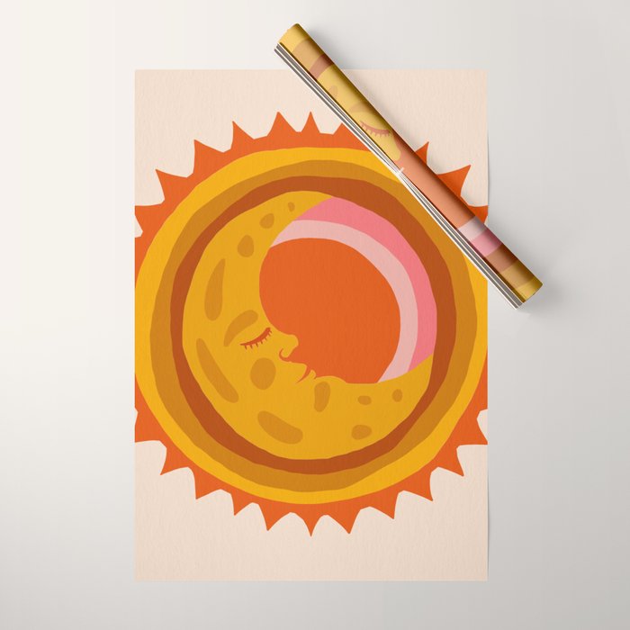 Moon Glow - Retro Ochre Wrapping Paper Gallery Image 1