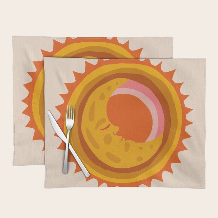 Moon Glow - Retro Ochre Placemat Gallery Image 1