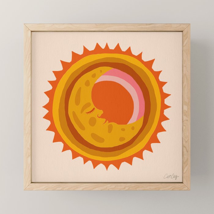 Moon Glow - Retro Ochre Mini Art Print Gallery Image 1