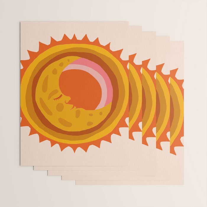 Moon Glow - Retro Ochre Wrapping Paper Gallery Image 3
