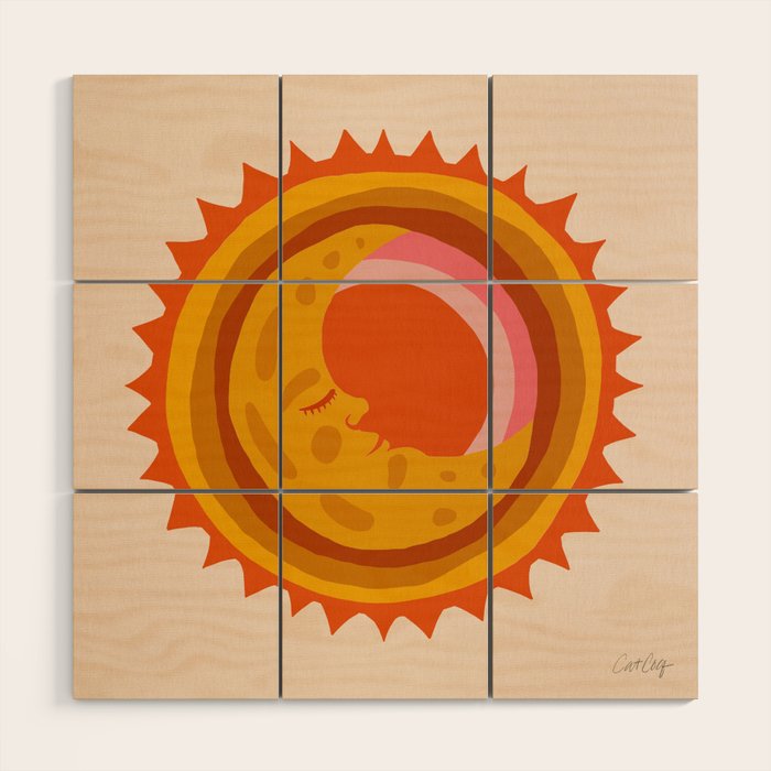 Moon Glow - Retro Ochre Wood Wall Art Gallery Image 1