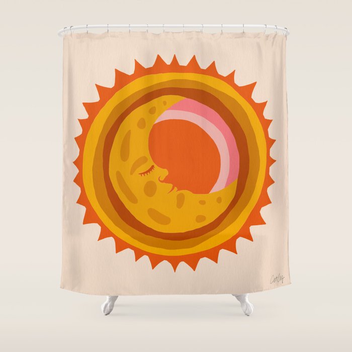 Moon Glow - Retro Ochre Shower Curtain Gallery Image 1