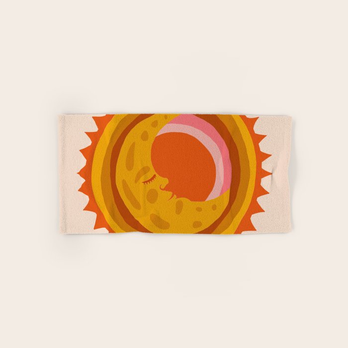 Moon Glow - Retro Ochre Bath Towel Gallery Image 1