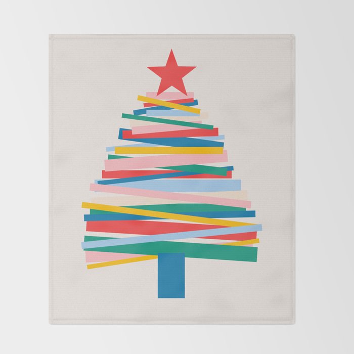 Ribbon Christmas Tree - primary Throw Blanket Gallery Image 2