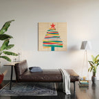 Ribbon Christmas Tree - primary Wood Wall Art Gallery Image 2
