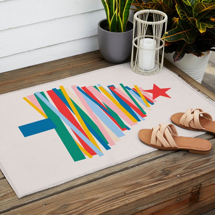 Ribbon Christmas Tree - primary Outdoor Rug Gallery Image 2