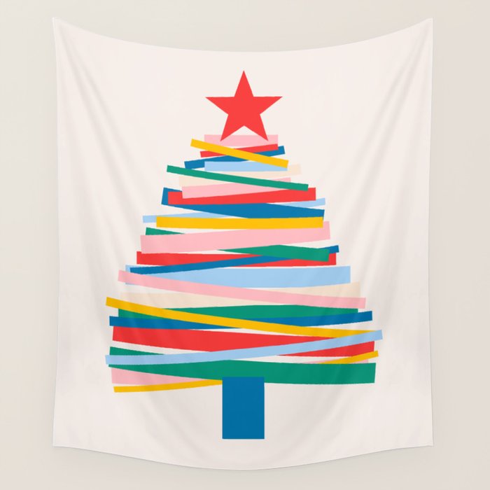 Ribbon Christmas Tree - primary Wall Tapestry Gallery Image 4