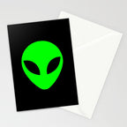 Black and Green Alien Head Shape Stationery Card Gallery Image 2