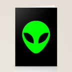 Black and Green Alien Head Shape Stationery Card Gallery Image 2