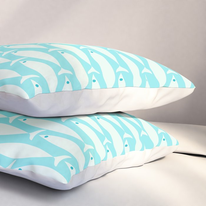 Coastal Fish Pattern in Light Aqua Pillow Sham Gallery Image 3