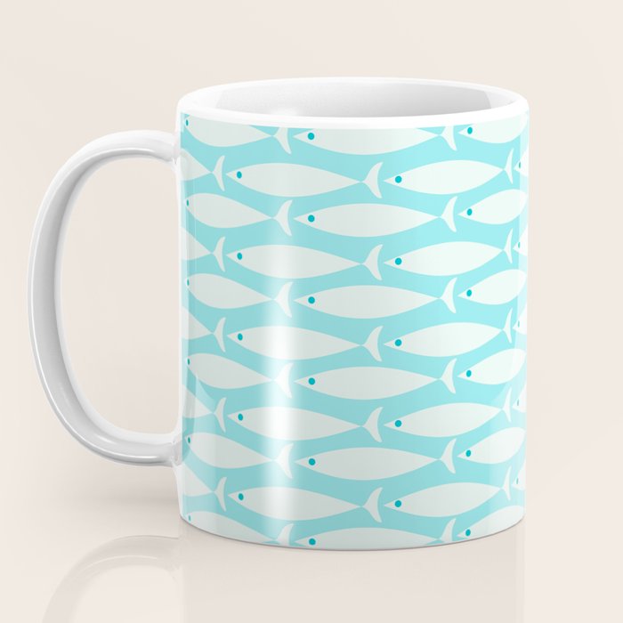 Coastal Fish Pattern in Light Aqua Coffee Mug Gallery Image 3