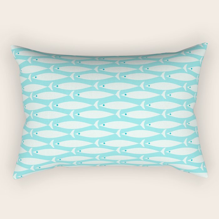 Coastal Fish Pattern in Light Aqua Rectangular Pillow Gallery Image 1