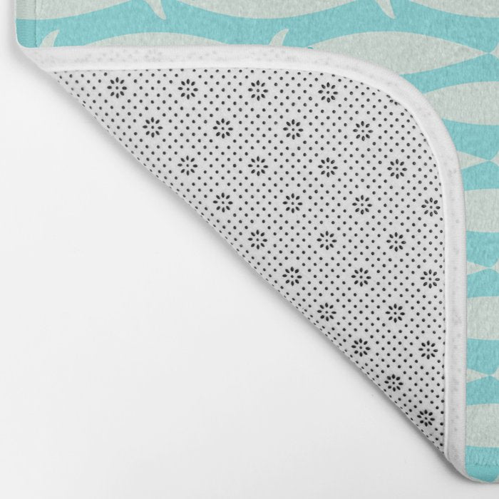 Coastal Fish Pattern in Light Aqua Bath Mat Gallery Image 2