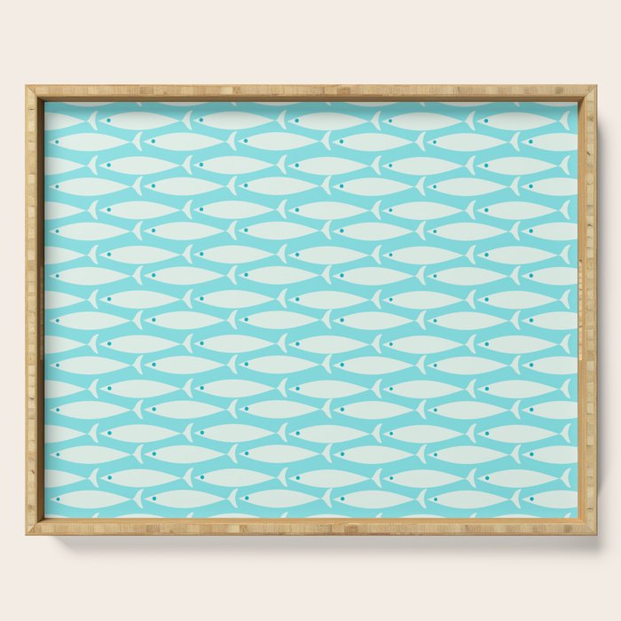 Coastal Fish Pattern in Light Aqua Serving Tray Gallery Image 1