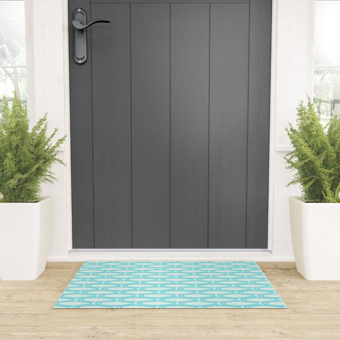 Coastal Fish Pattern in Light Aqua Welcome Mat Gallery Image 3